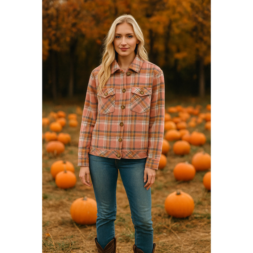 Kut from the Kloth Magnolia Pink Plaid Flannel Shacket Grunge Western Barbiecore